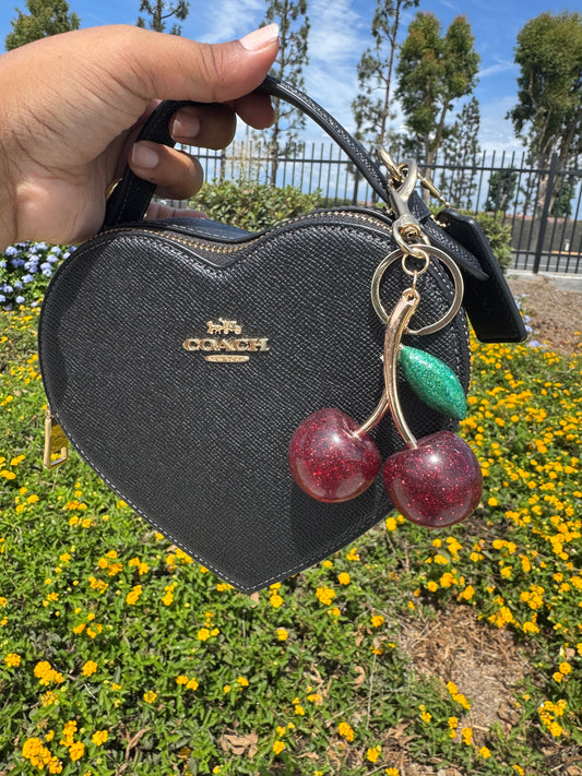 Red Cherry Charm (Green Leaf)