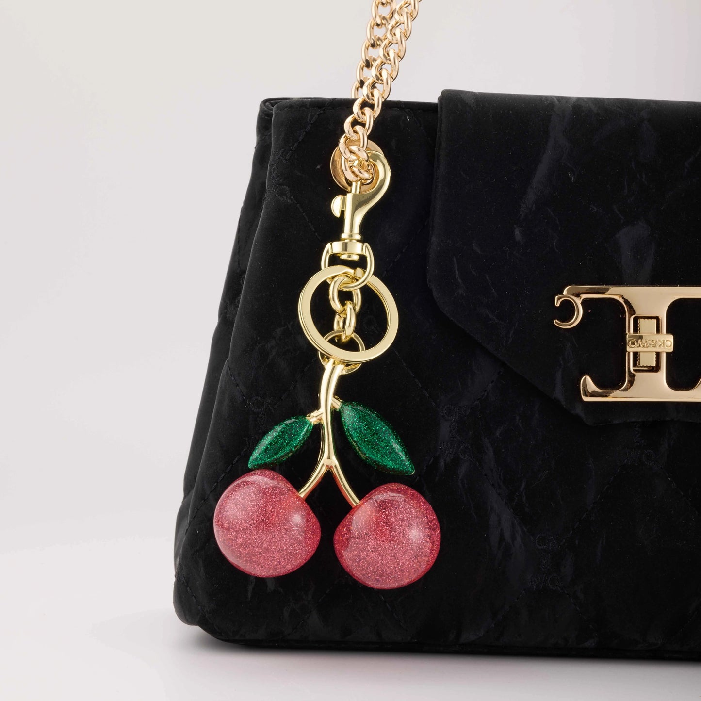 Pink Cherry Charm (Green Leaf)