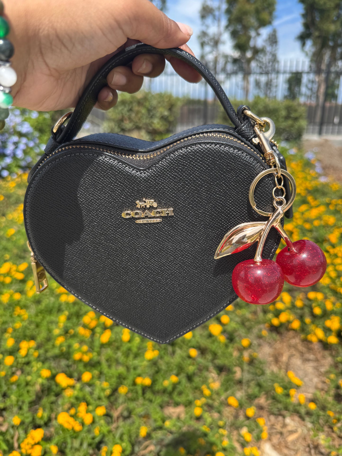 Red Cherry Charm (Gold Leaf)