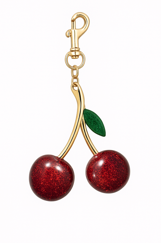Red Cherry Charm (Green Leaf)