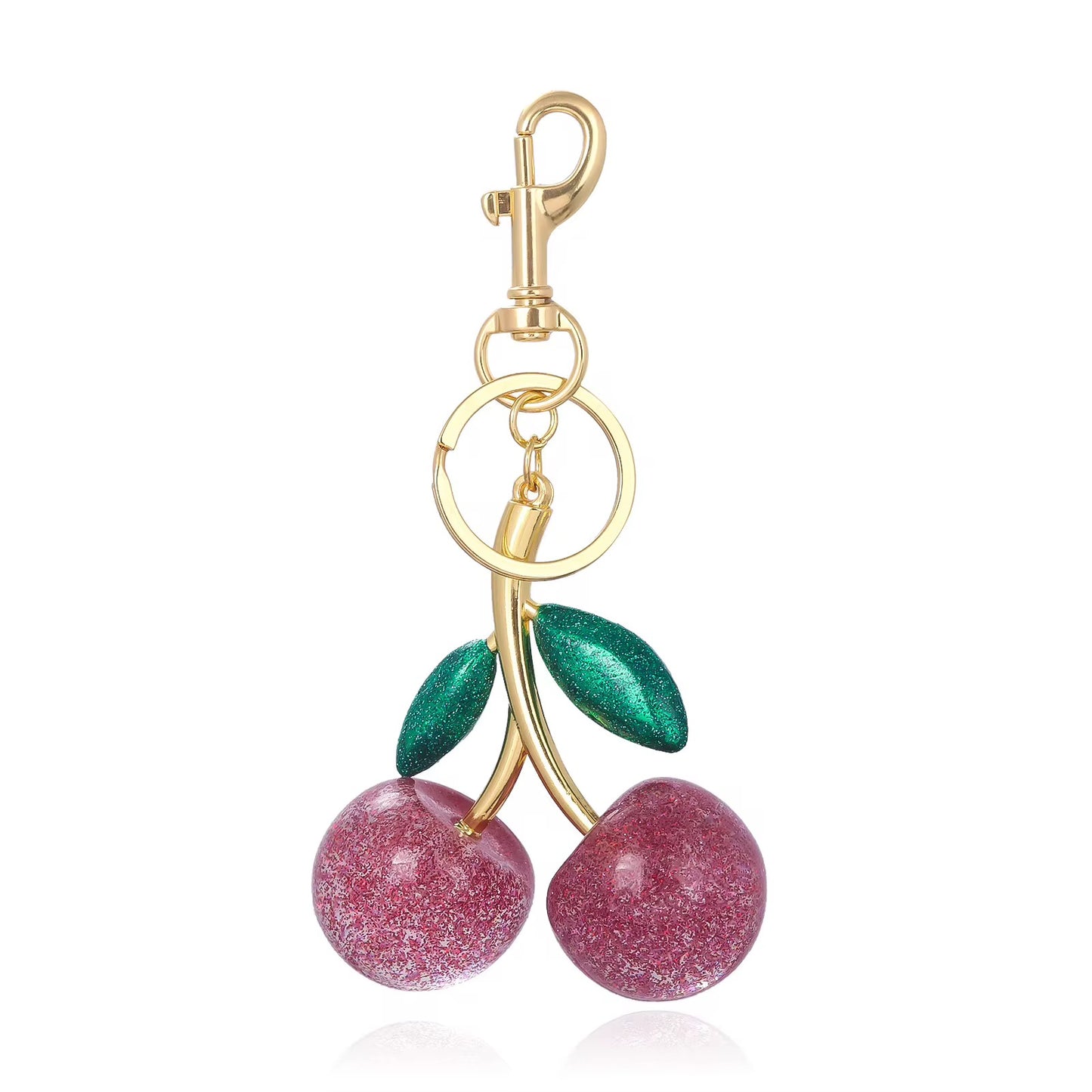 Pink Cherry Charm (Green Leaf)