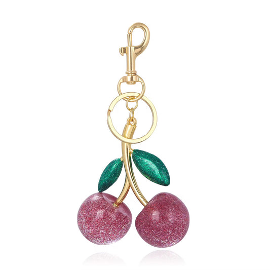 Pink Cherry Charm (Green Leaf)